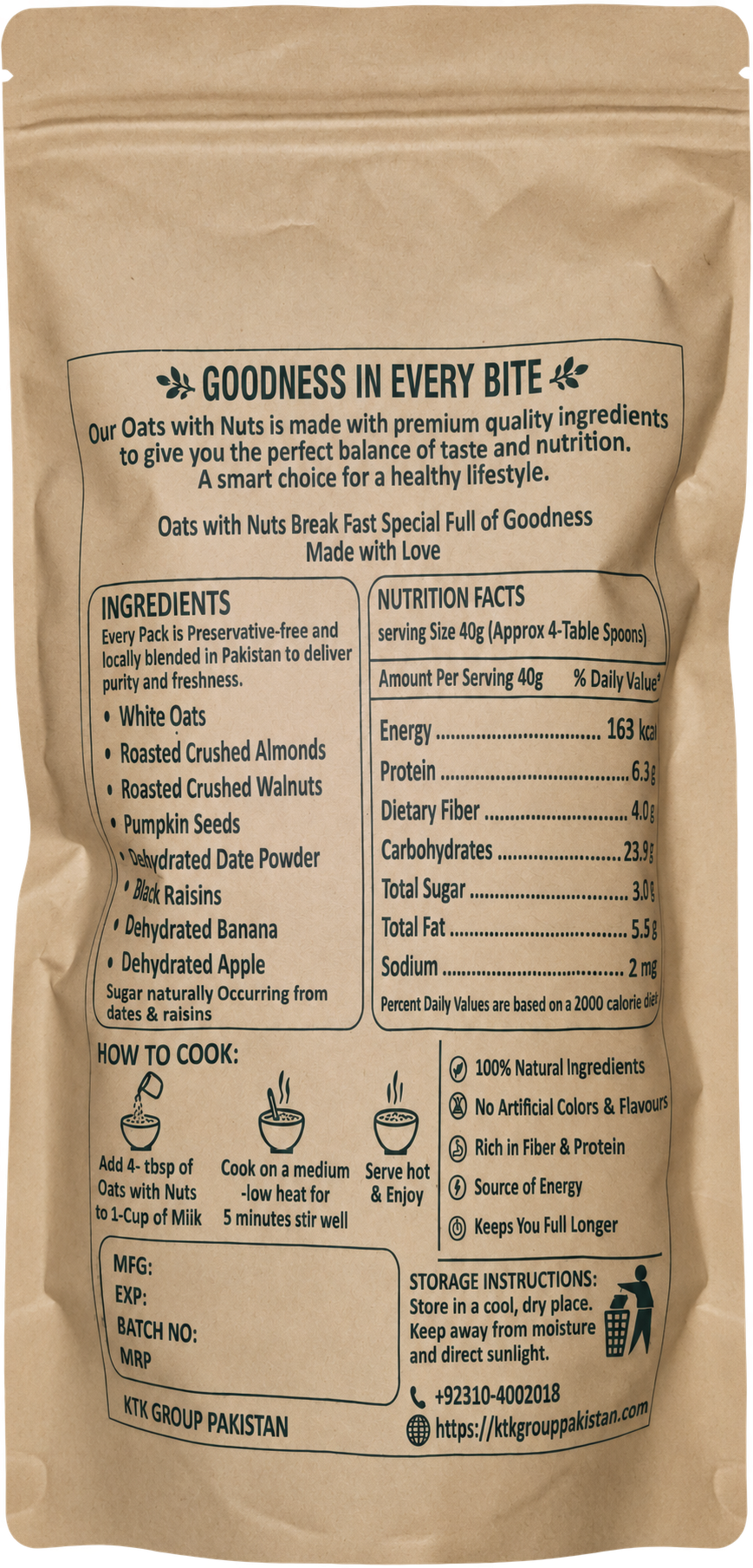 KTK Oats with Nuts, second packaging reference